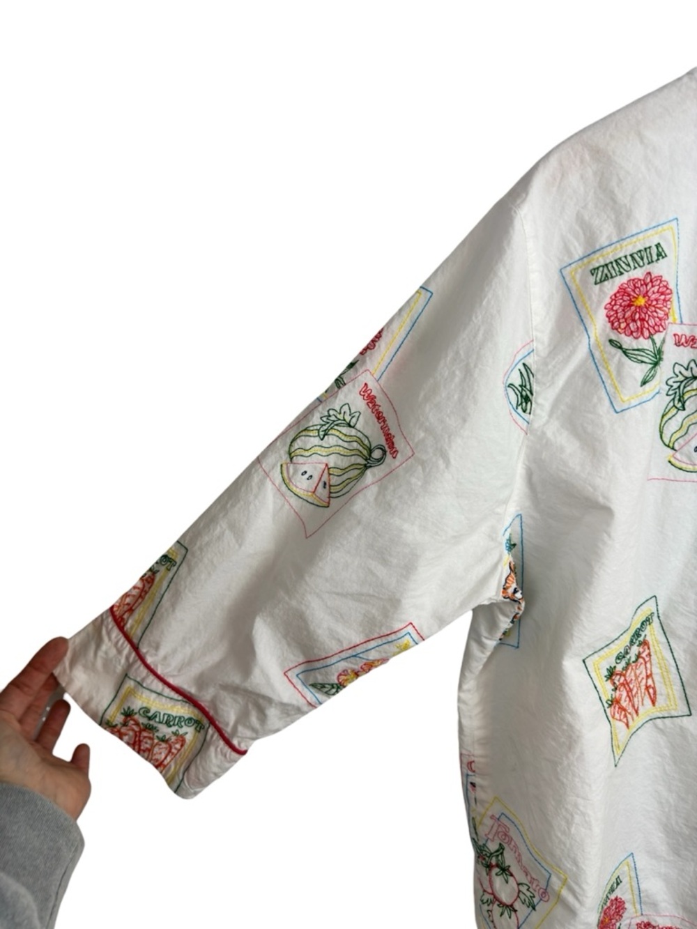 Printfresh Seed Packets Sleep Shirt Cloud Organic Cotton Button Down Nightgown L - Picture 10 of 16